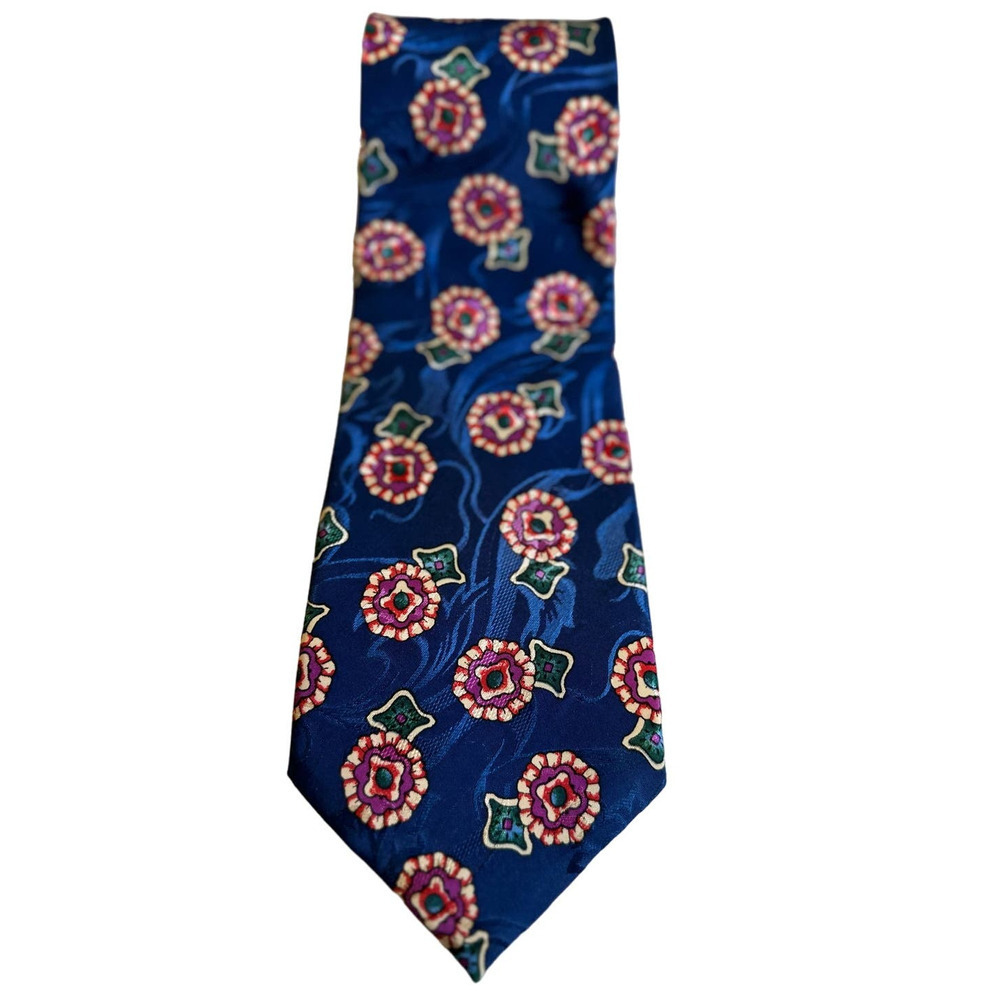 Vintage Andhurst Colorful Abstract Design Blue Red Made in USA Men's Tie